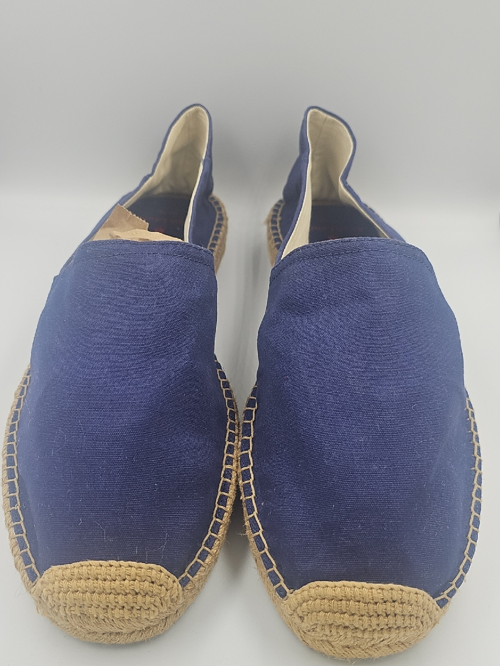 Polo by Ralph Lauren Navy Canvas Slip-On Espadrilles with Tan Trim (Never Worn)